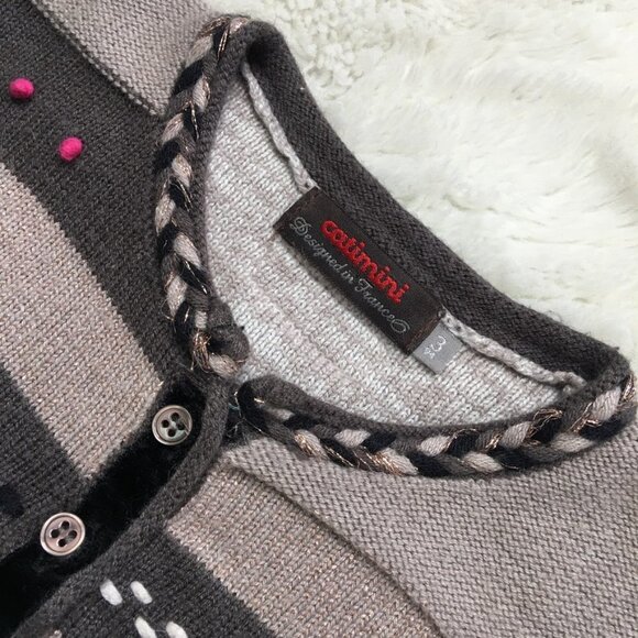 Catimini Toddler Girl Gray Brown Knit Bolero Cardigan Sweater Size 3 Years - Picture 12 of 12